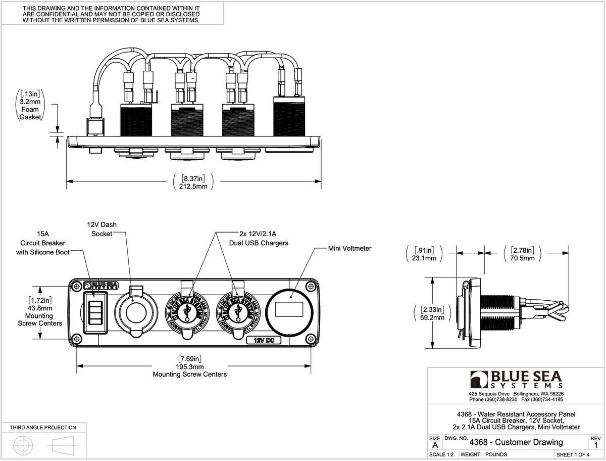 Blue Sea 4368 Water Resistant Accessory Panel – Circuit Breaker, 12V S –  PowerTrays