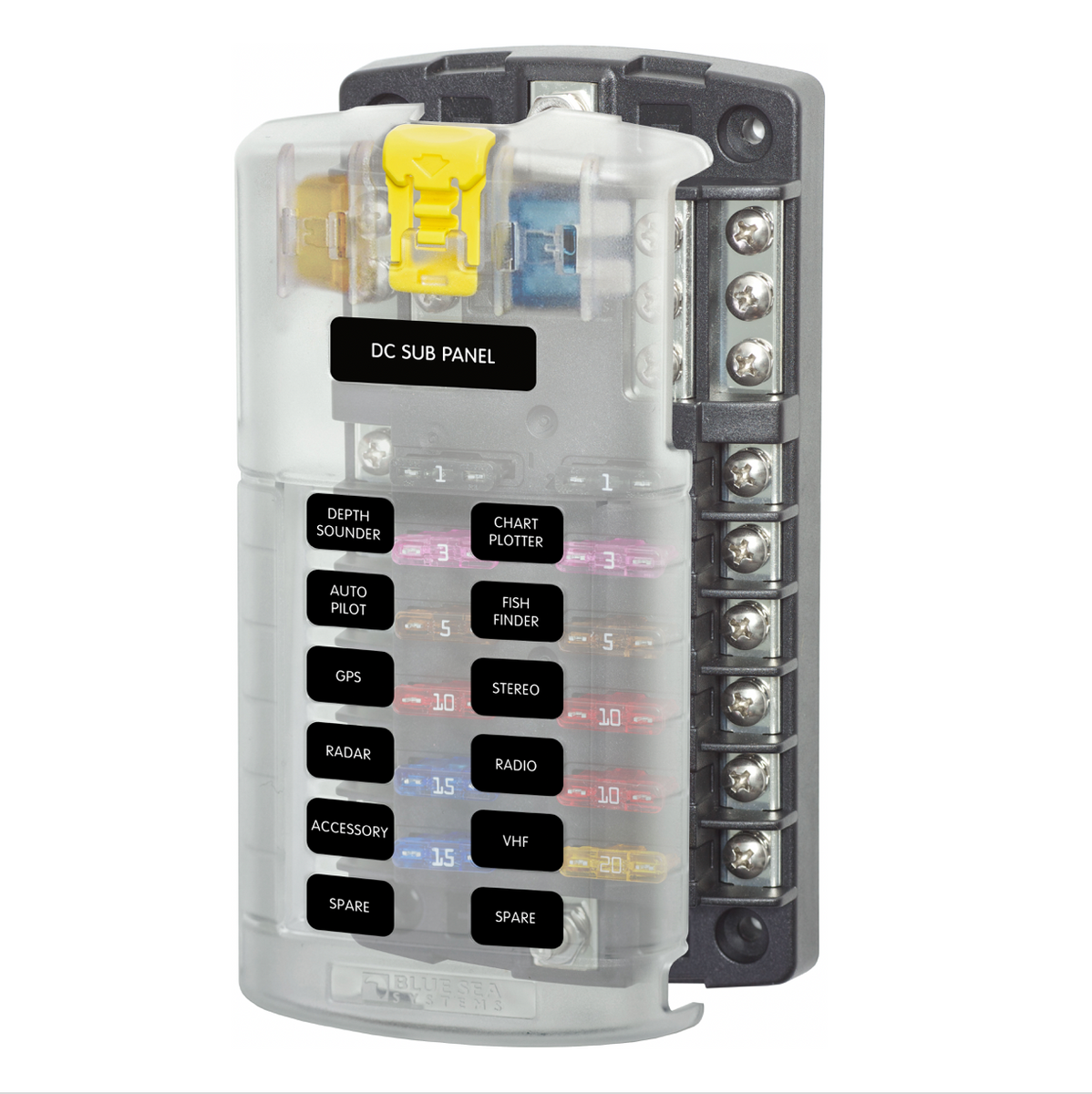 Blue Sea Systems 5051 12-Circuit Circuit Breaker Block - 12 Position Independent Source Panel