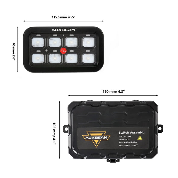 Auxbeam AR-800 RGB Switch Panel with APP, Toggle/ Momentary/ Pulsed Modes