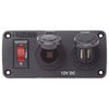 Blue Sea 4363 Water Resistant Accessory Panel – Circuit Breaker, 12V Socket, Dual USB Charger