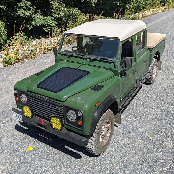 cascadia 4x4 landrover defender hood solar panel 75 watt