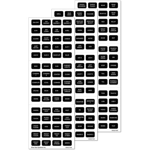 Blue Sea 7870 Black 180 Label Kit for Emergency and Specialty Vehicles
