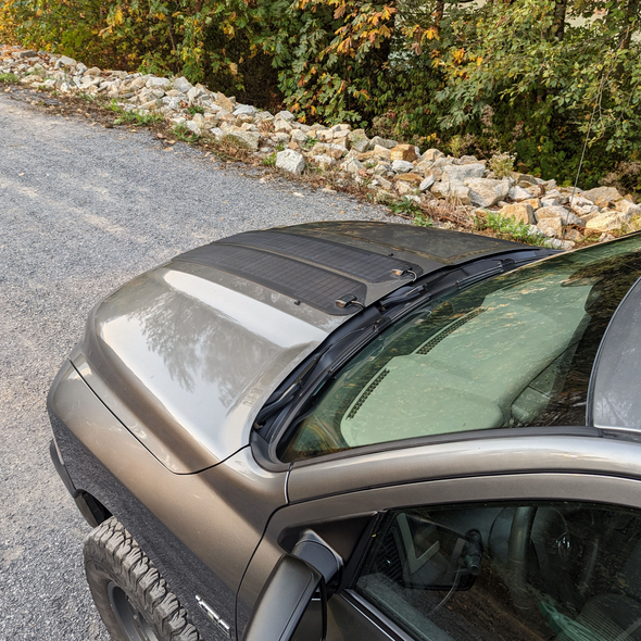 cascadia 4x4 ram 1500 hood mounted solar panel system