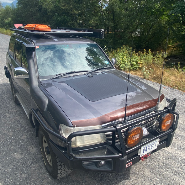 100 series landcruiser hood solar panel by cascadia 4x4