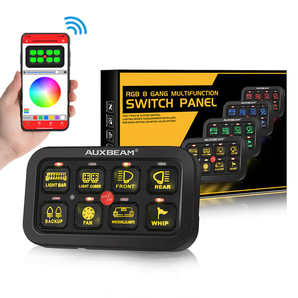 Auxbeam AR-800 RGB Switch Panel with APP, Toggle/ Momentary/ Pulsed Modes